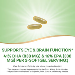 Nature's Way Mega-DHA label nutrition presents DHA and EPA levels for eye and brain support.