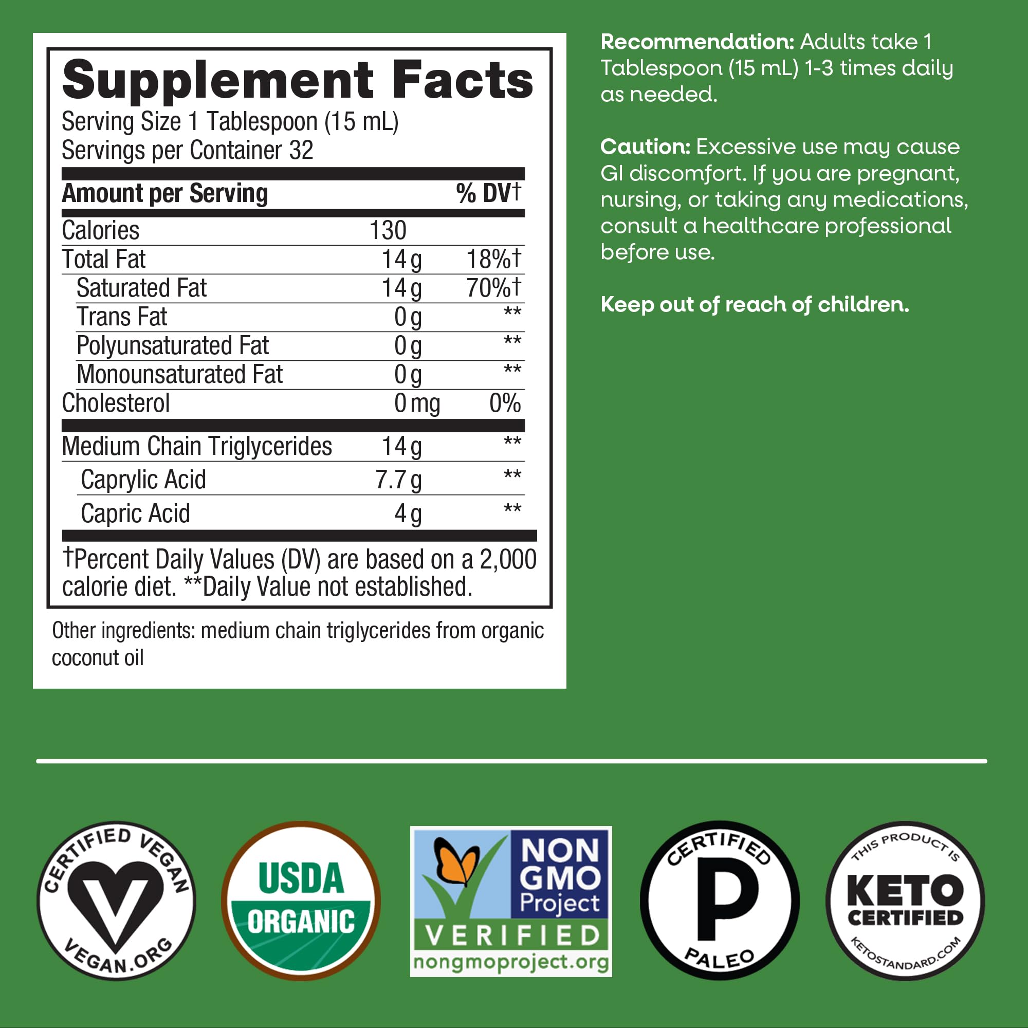 Nature’s Way Organic MCT Oil neutral flavor preserves recipe versatility