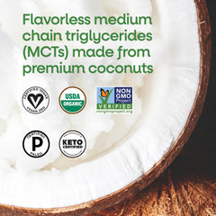 Nature's Way Organic MCT Oil in smoothie highlights quick absorption and texture.