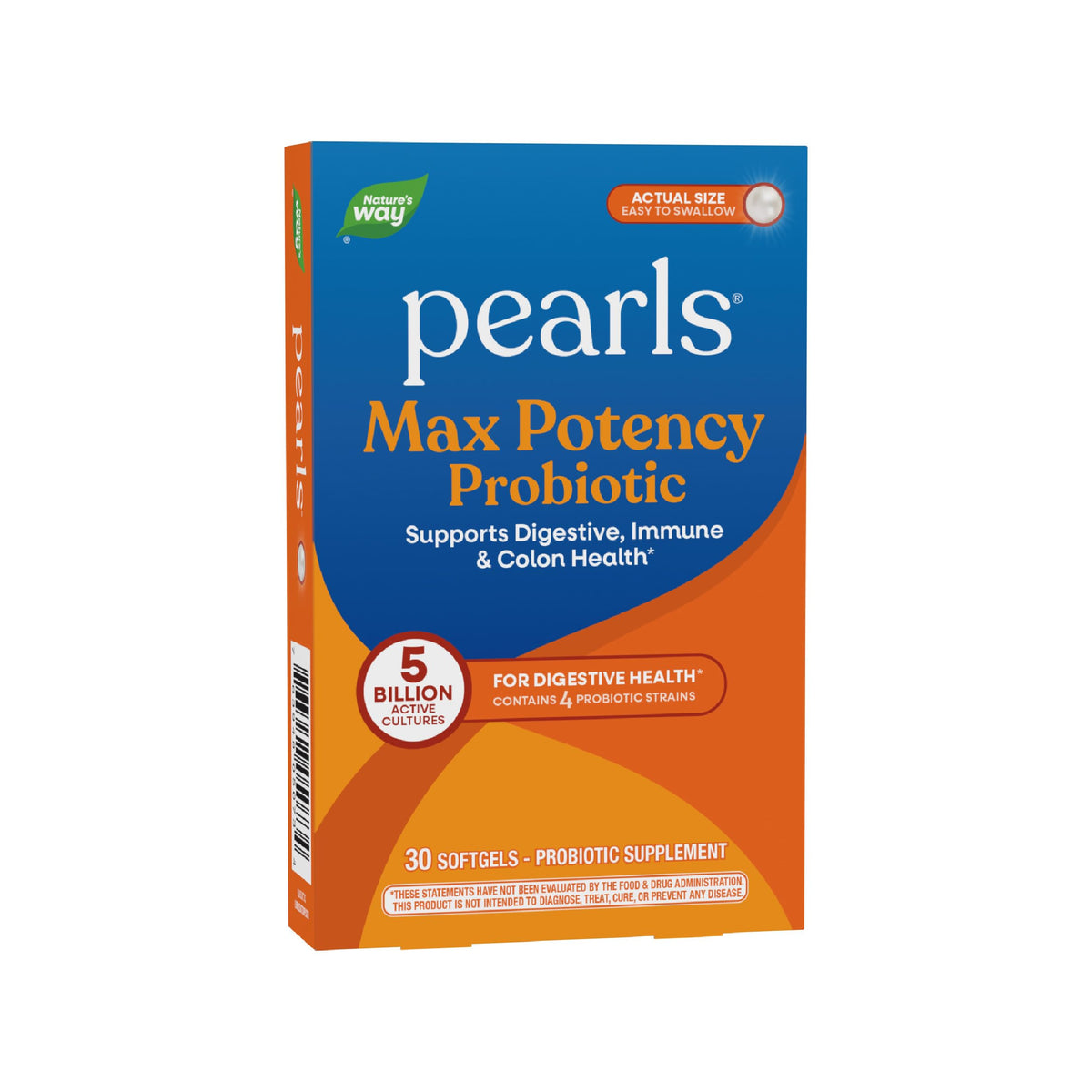 Nature's Way Probiotic Pearls Max Potency bottle front for daily digestive support