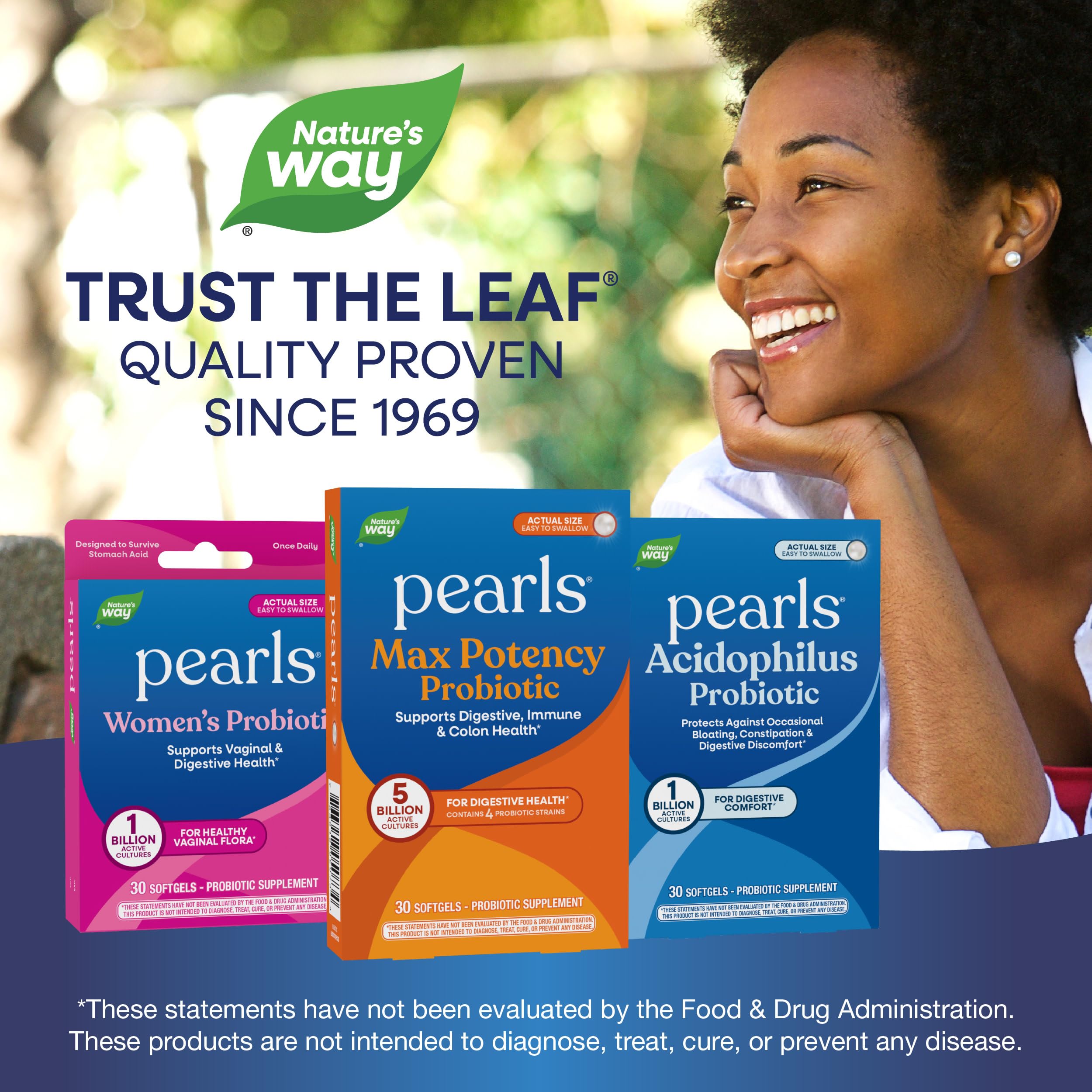 Nature's Way Probiotic Pearls Max Potency daily-use pack on display
