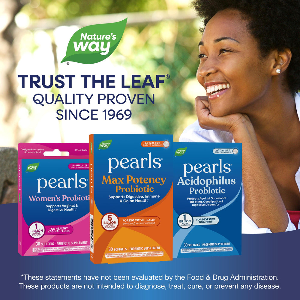 Nature's Way Probiotic Pearls Max Potency daily-use pack on display