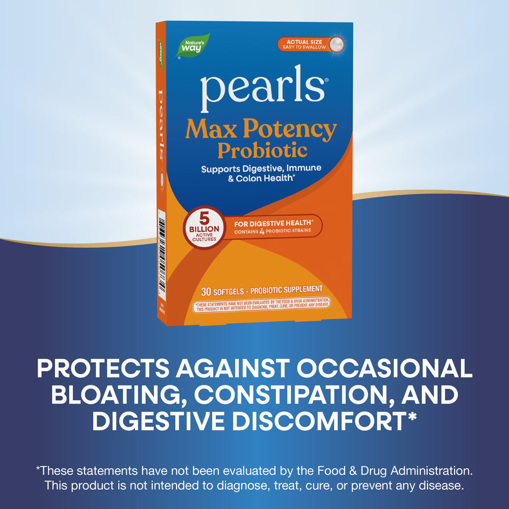 Nature's Way Probiotic Pearls Max Potency packaging box on display