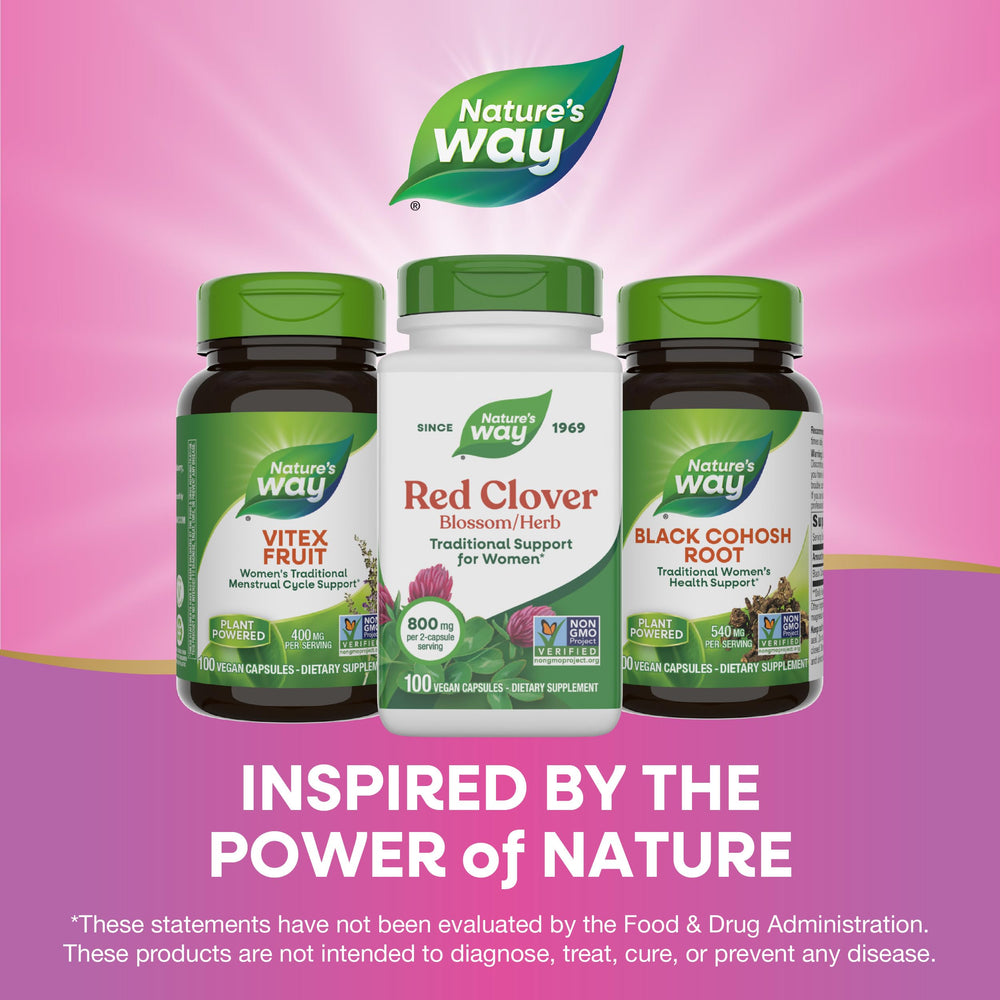 Nature's Way Red Clover Blossom health support scene suggests simple daily use