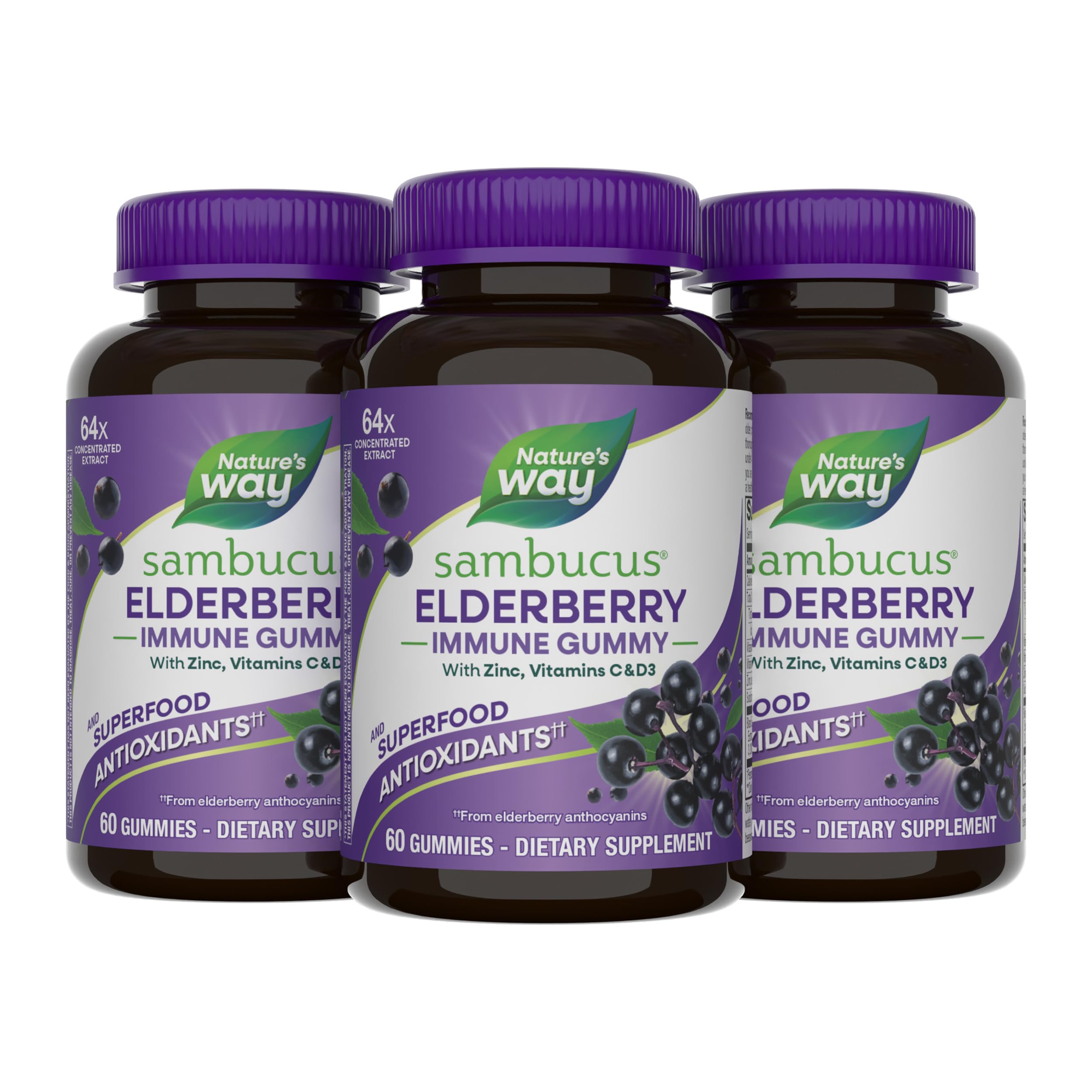 Nature’s Way Sambucus bottle front showing family-friendly immune support.