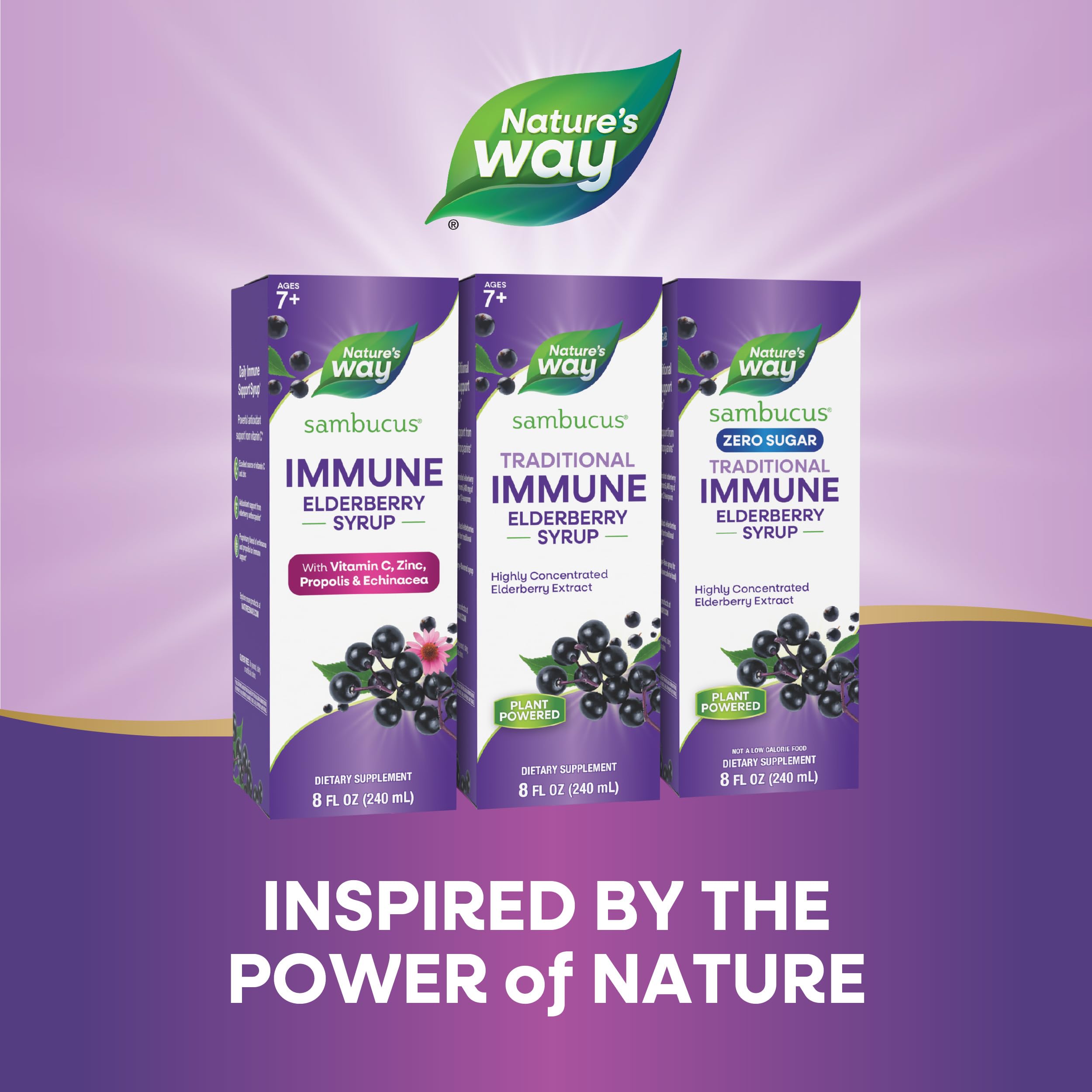 Nature's Way Sambucus bottle with berry imagery on the label.