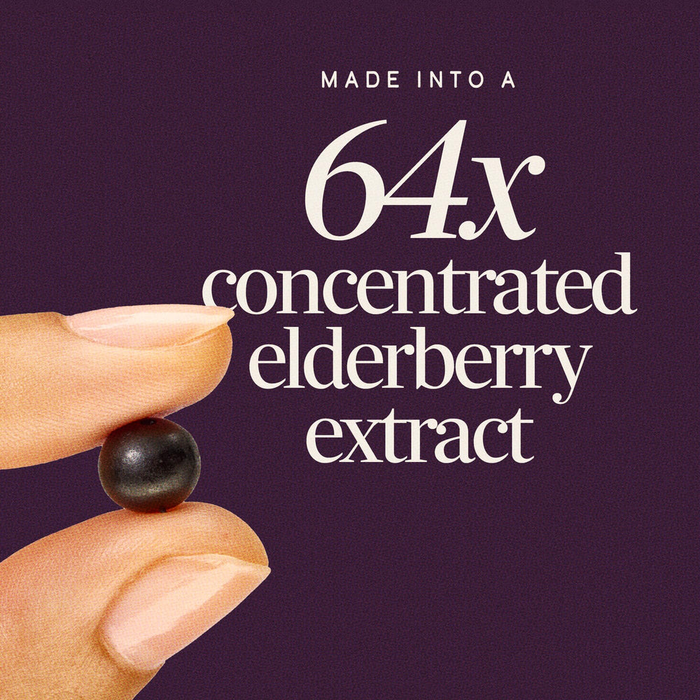 Nature’s Way Sambucus bottle label closeup with elderberry extract details.