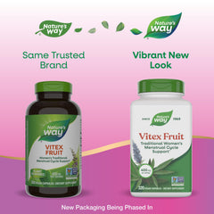 Nature's Way Vitex Fruit capsules close-up for traditional menstrual support