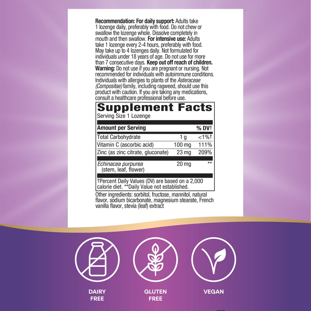 Nature's Way Zinc Lozenges lozenge dissolving on tongue with berry flavor