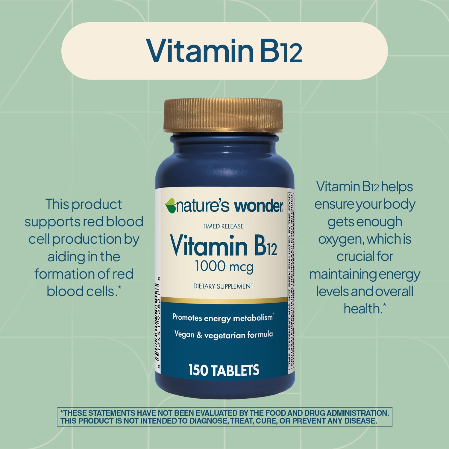 Nature's Wonder B12 brain and nervous system focus image for cognitive support