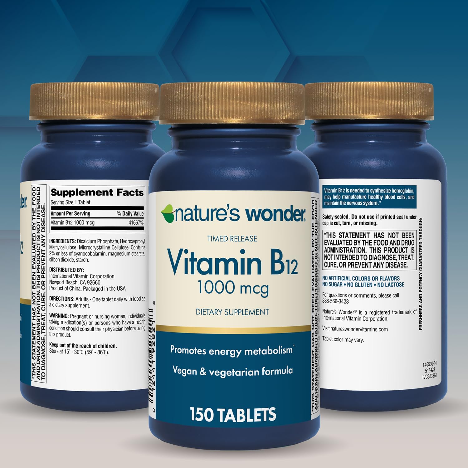Nature's Wonder B12 free from artificial colors flavors sugar gluten lactose