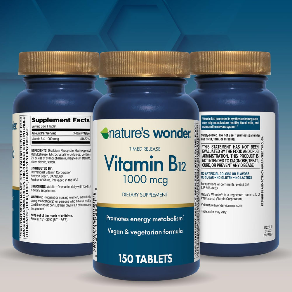Nature's Wonder B12 free from artificial colors flavors sugar gluten lactose