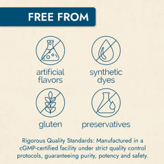 Nature's Wonder bottle with label emphasizes gluten-free and preservative-free formulation