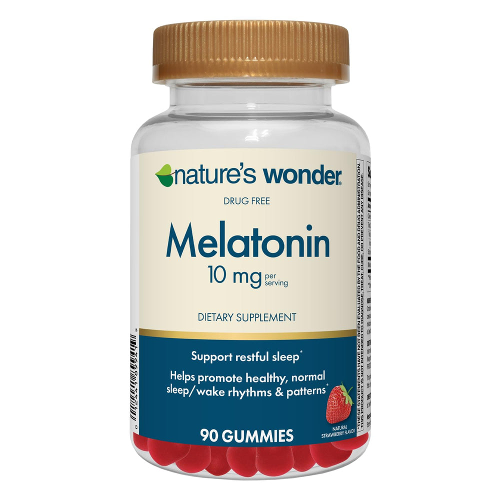 Nature's Wonder melatonin gummies strawberry jar invites a relaxing nighttime routine