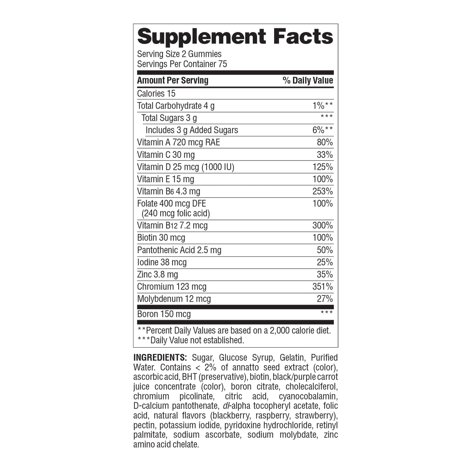 Nature's Wonder Men's Multivitamin Gummies close-up with fruit graphics highlighting metabolism and muscle health