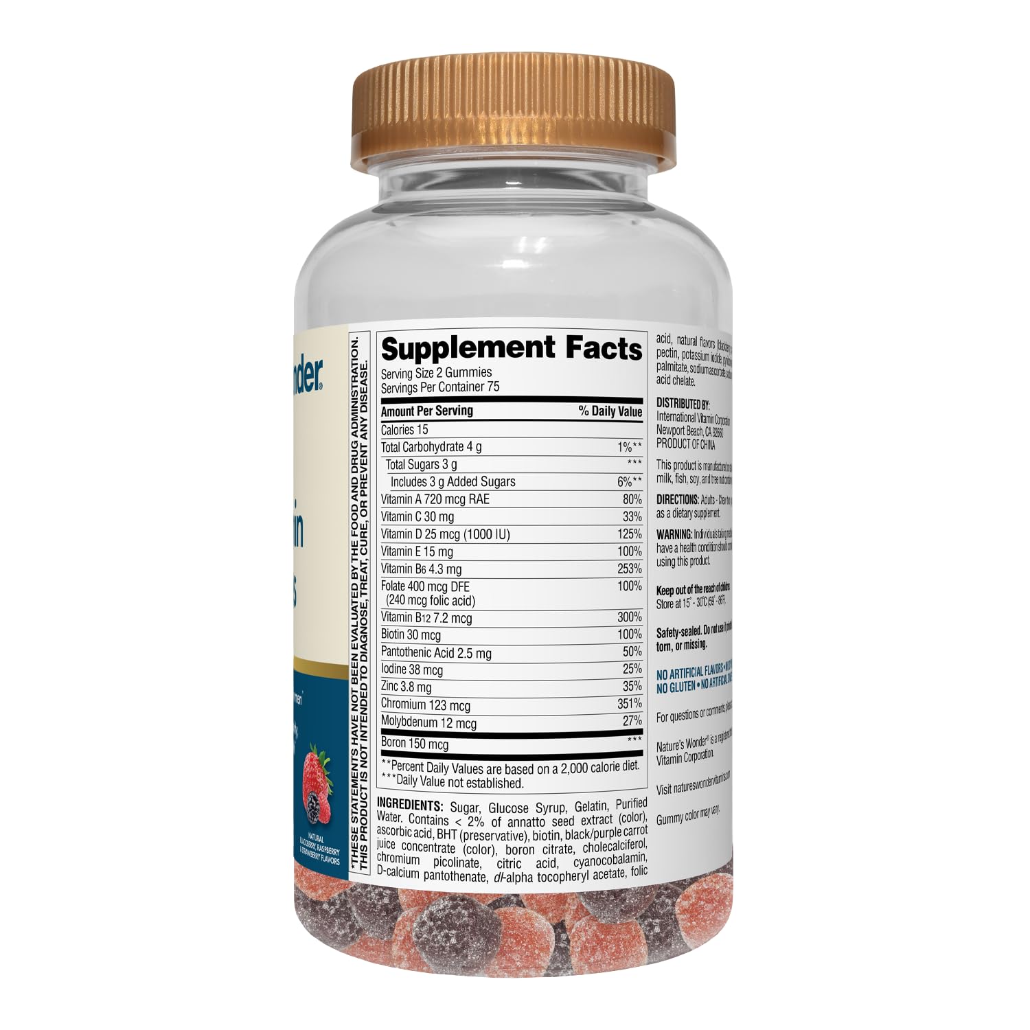 Nature's Wonder Men's Multivitamin Gummies hands holding bottle conveying everyday immune and energy support
