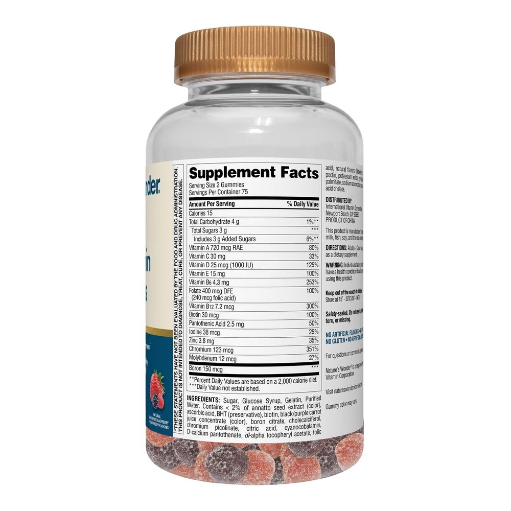 Nature's Wonder Men's Multivitamin Gummies hands holding bottle conveying everyday immune and energy support