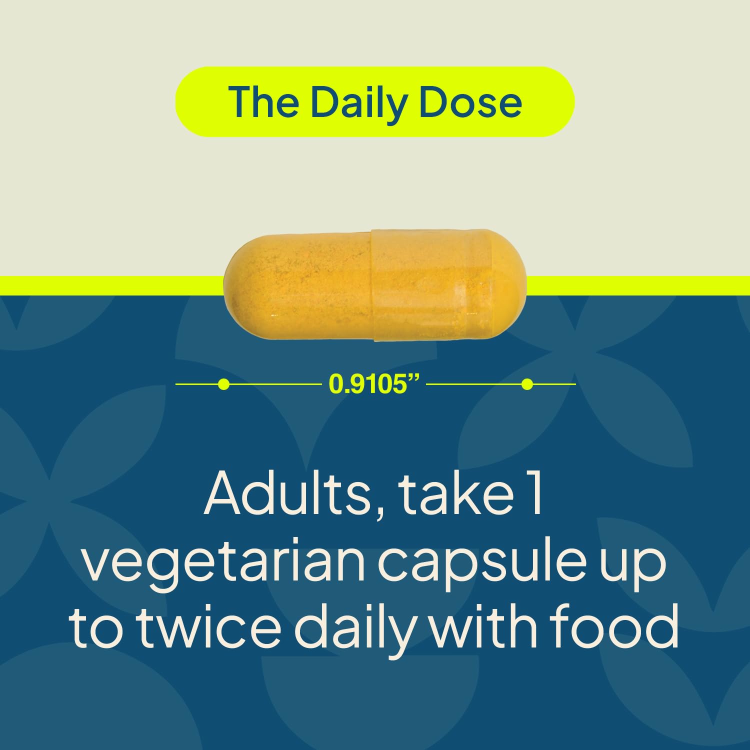 Nature's Wonder Turmeric serving capsules shown with glass of water.