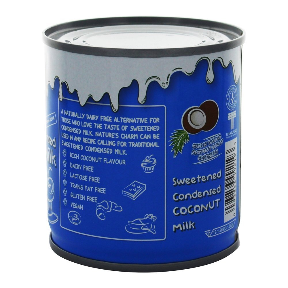 Nature's Charm Sweetened Condensed Coconut Milk, vegan and gluten-free, ideal for dairy-free desserts