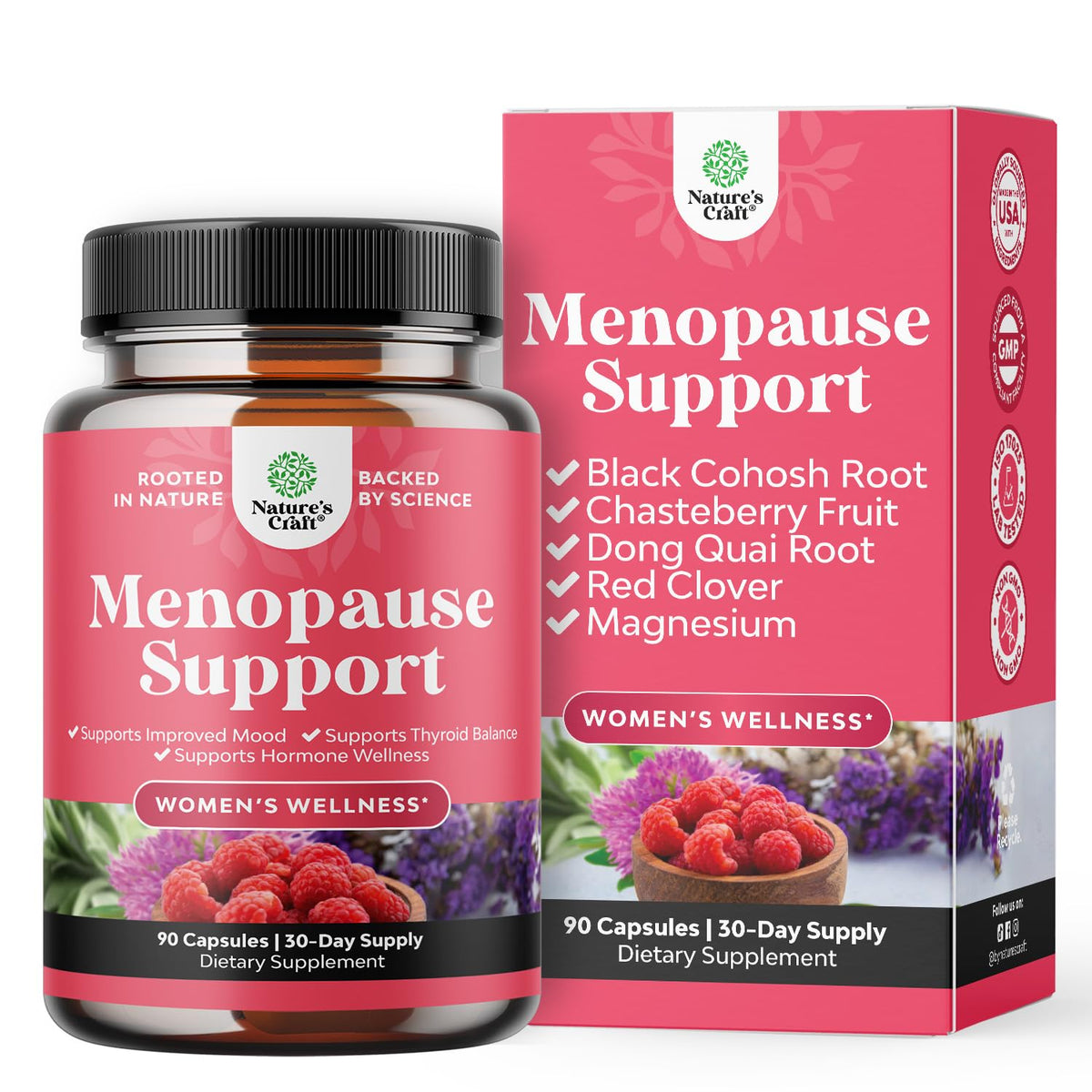 Nature's Craft Complete Menopause bottle with capsules for balanced daily comfort.