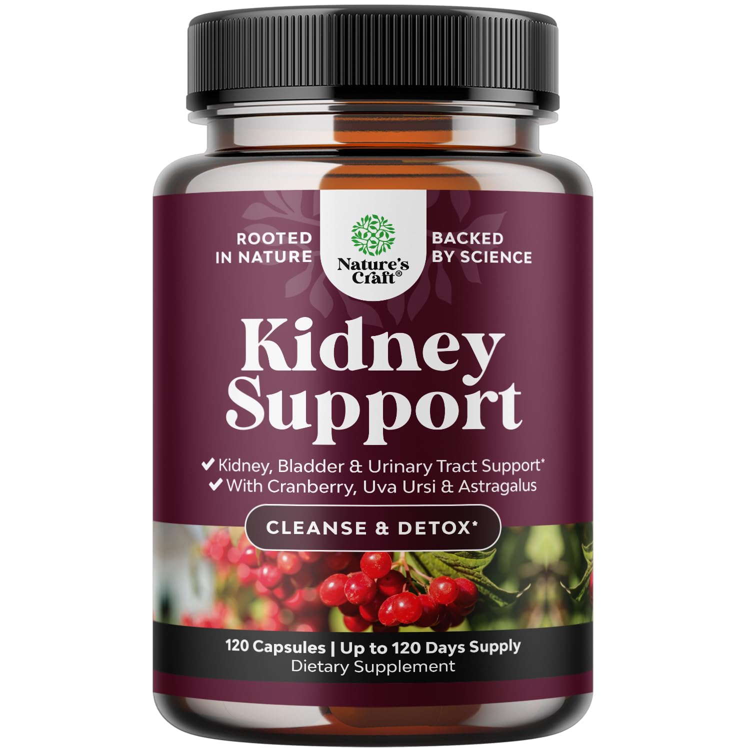 Nature's Craft Kidney Cleanse bottle front view supports urinary wellness