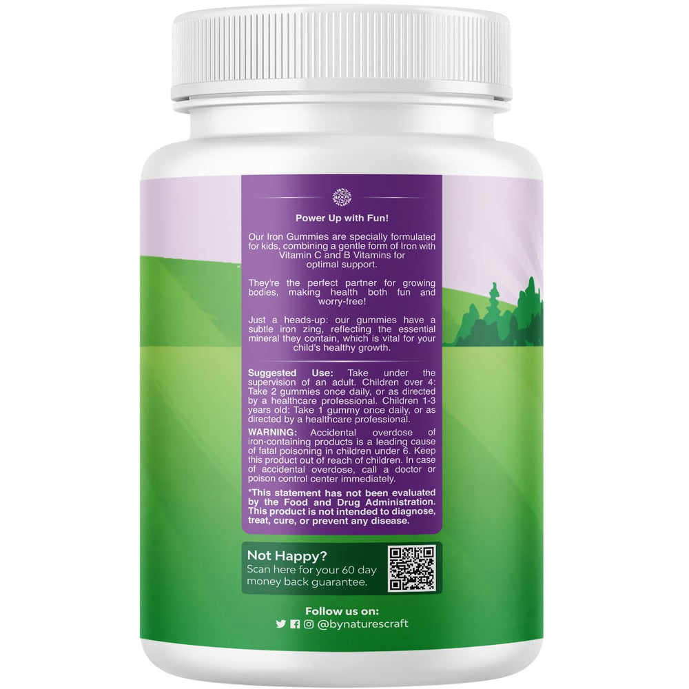 Natures Craft Kids Iron Gummies texture close-up highlighting a soft chewy form