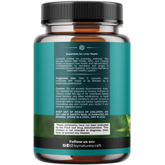 Natures Craft NAC capsules close-up highlights antioxidant formula for liver cleansing.