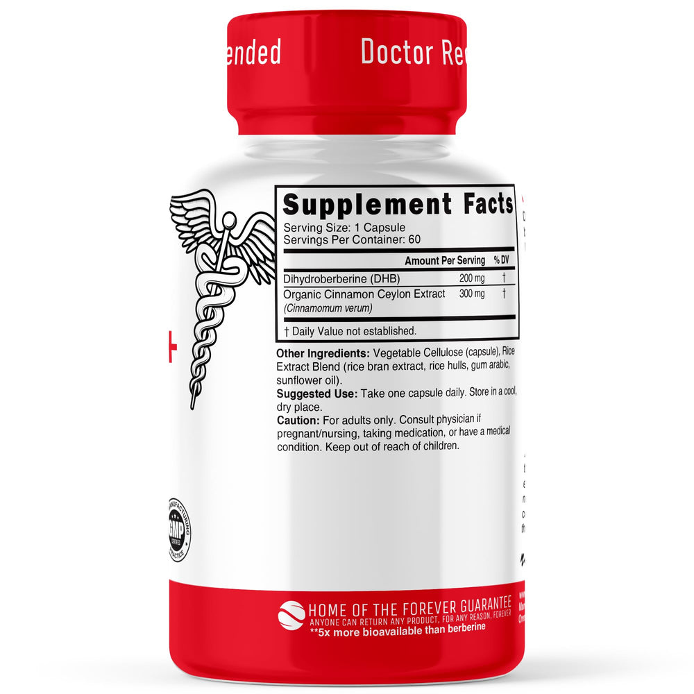 Nature's Fusions Dihydroberberine 200mg bottle back listing ingredients.