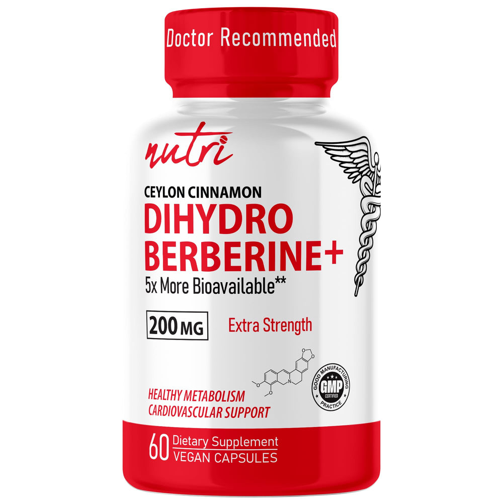 Nature's Fusions Dihydroberberine 200mg capsules bottle front for daily wellness.