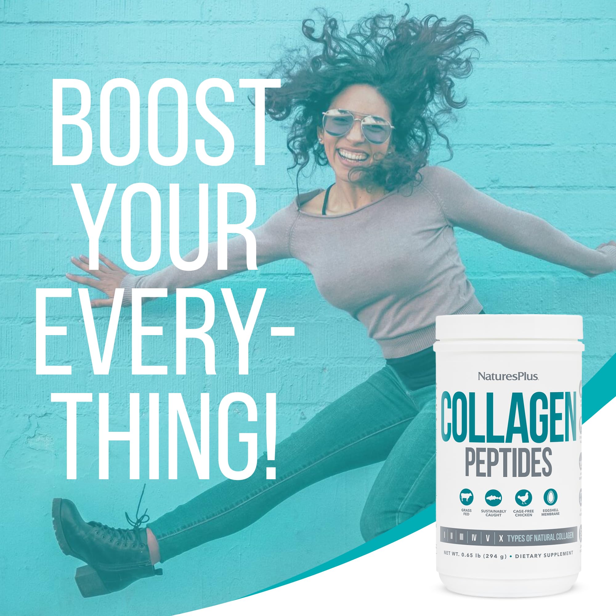 Nature's Plus Collagen Peptides presented as part of immune wellness routine.