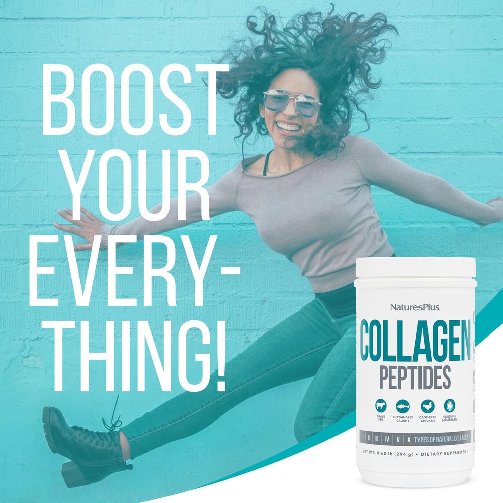 Nature's Plus Collagen Peptides presented as part of immune wellness routine.