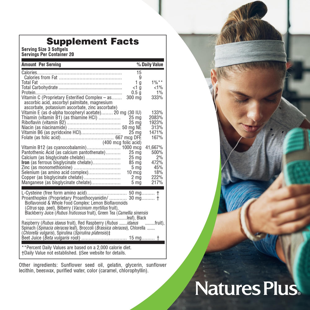 Two-pack packaging from NaturesPlus highlights vegan, gluten-free formulation.