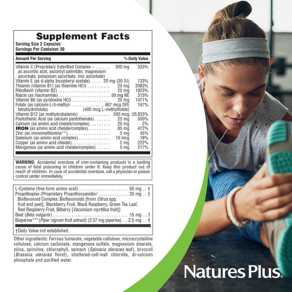 Gluten-free vegan labeling on Hema-Plex Iron packaging
