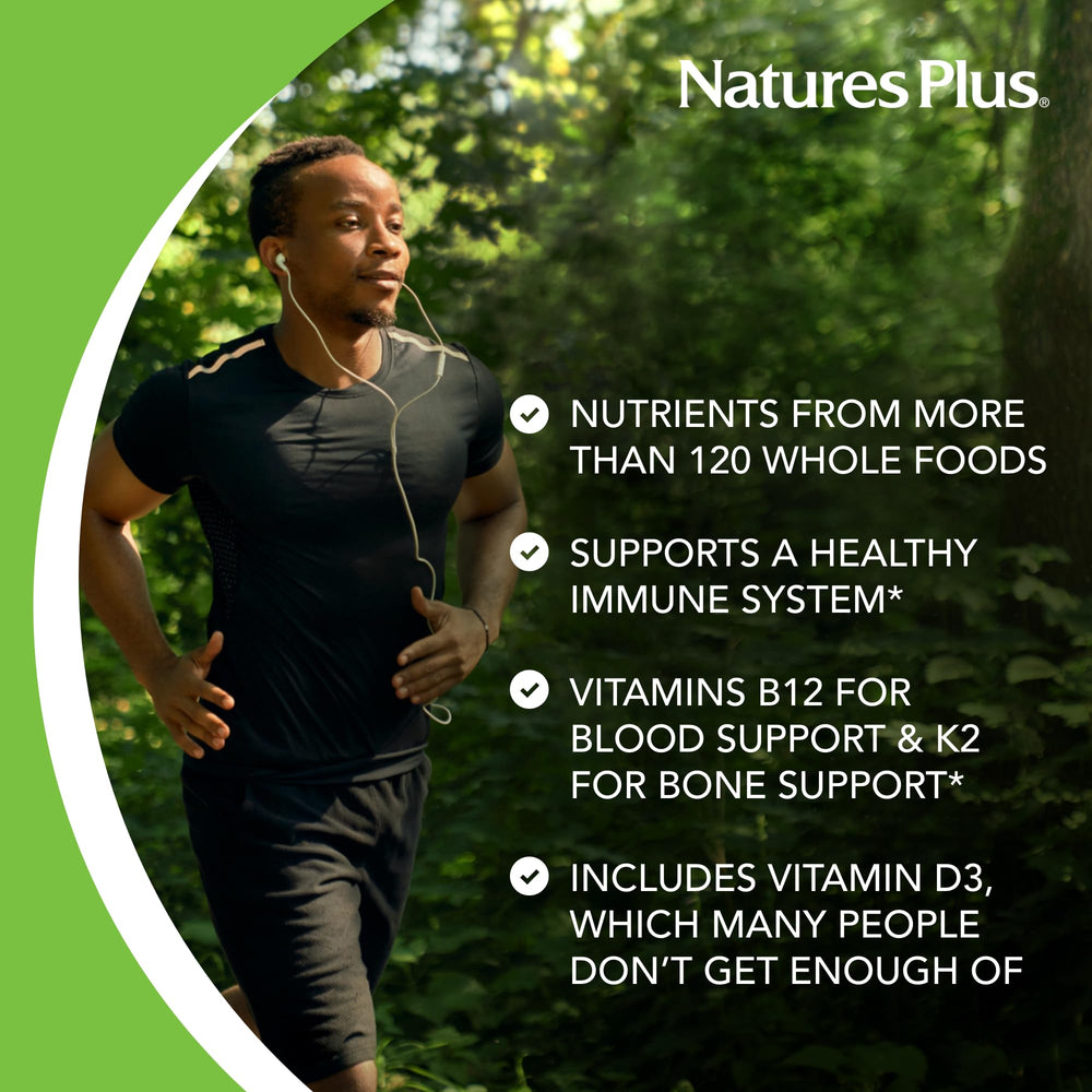 NaturesPlus Source of Life Gold ingredients spread featuring acai and CoQ10.
