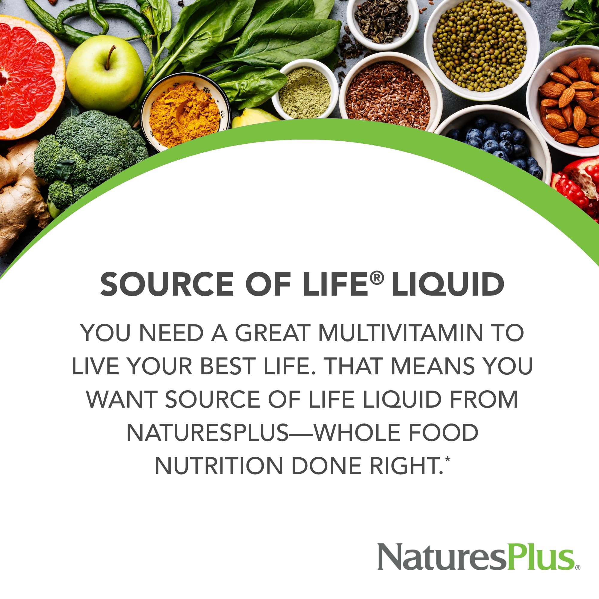 NaturesPlus Source of Life Liquid pour stream for easy daily supplementation
