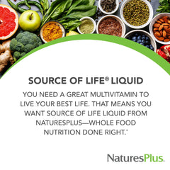 NaturesPlus Source of Life Liquid pour stream for easy daily supplementation