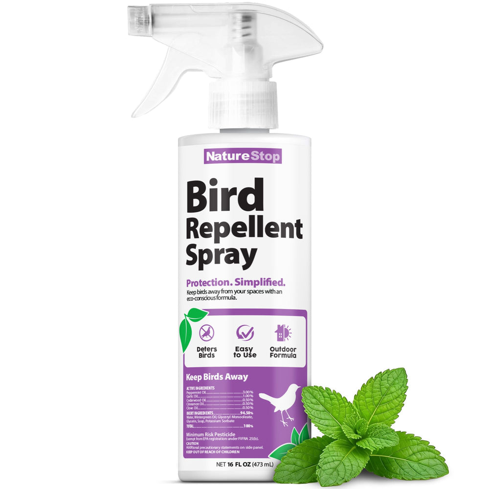 NatureStop Bird Repellent Spray on front yard surfaces helps deter birds and keep mess away.