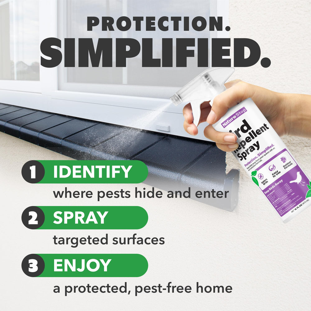 NatureStop Bird Repellent Spray along walking paths helps maintain tidy outdoor walkways.