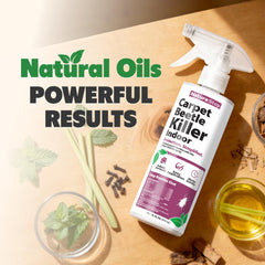 NatureStop Carpet Beetle Killer Spray targets larvae and adults during home treatment.