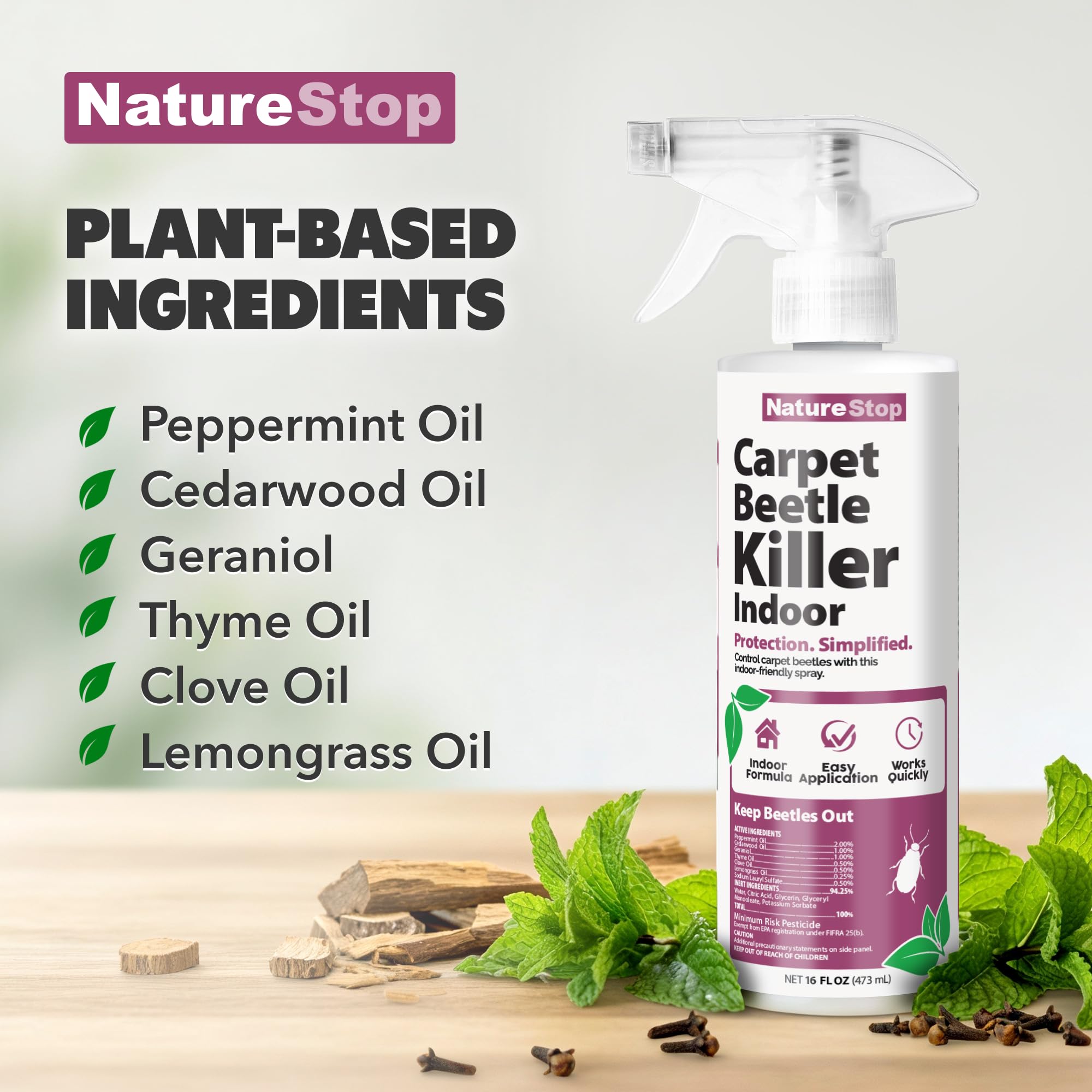 NatureStop Carpet Beetle Killer Spray nozzle provides easy, precise application.