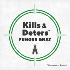NatureStop Fungus Gnat Killer Spray application targets gnats and larvae in potted plants.