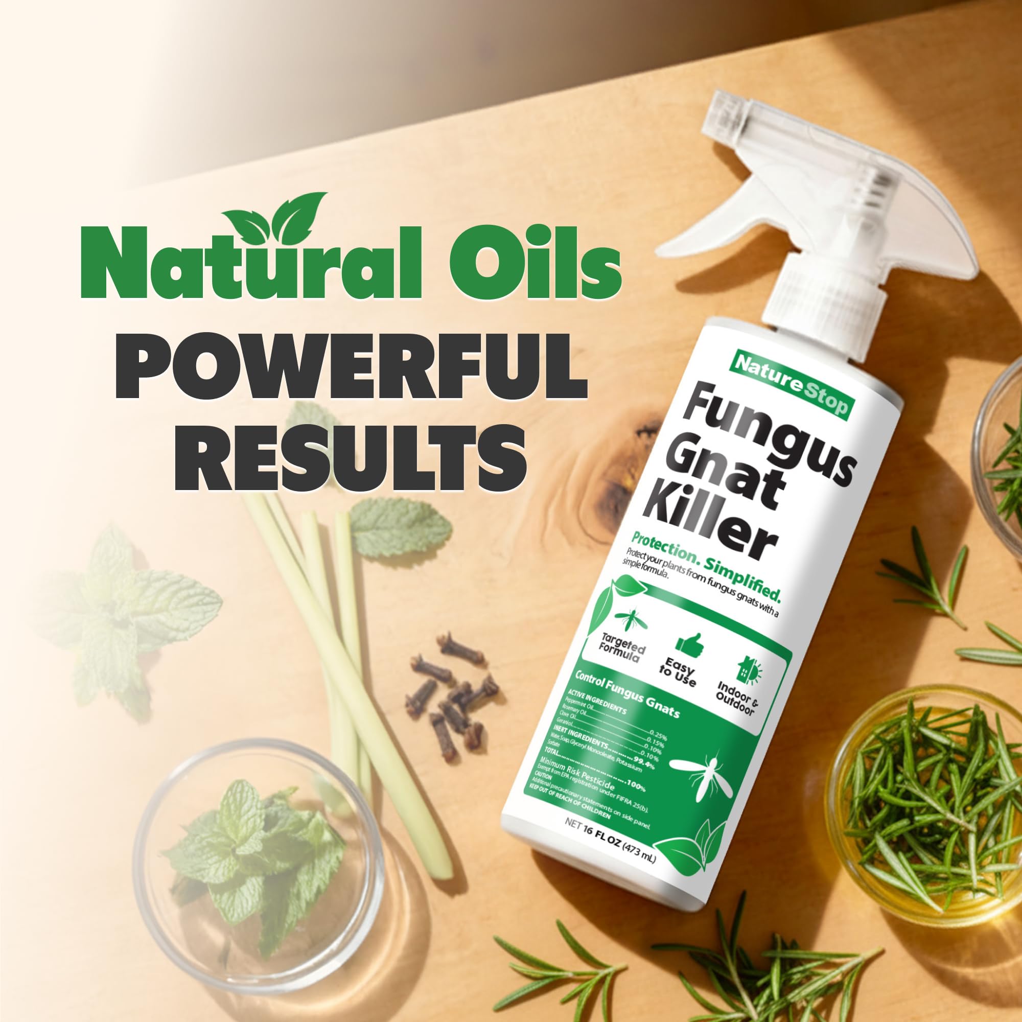 NatureStop Fungus Gnat Killer Spray on soil helps protect root health without staining.