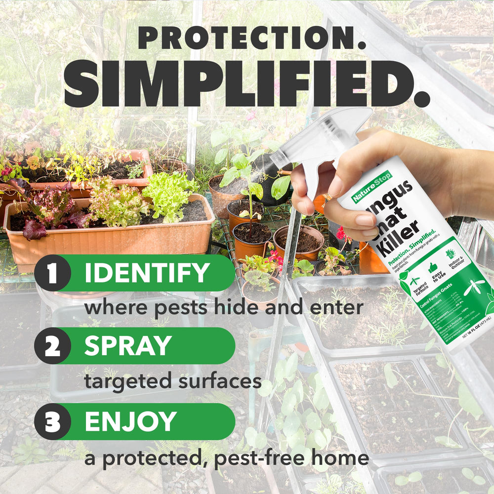 NatureStop Fungus Gnat Killer Spray leaves no harsh odor, just clean, effective protection.