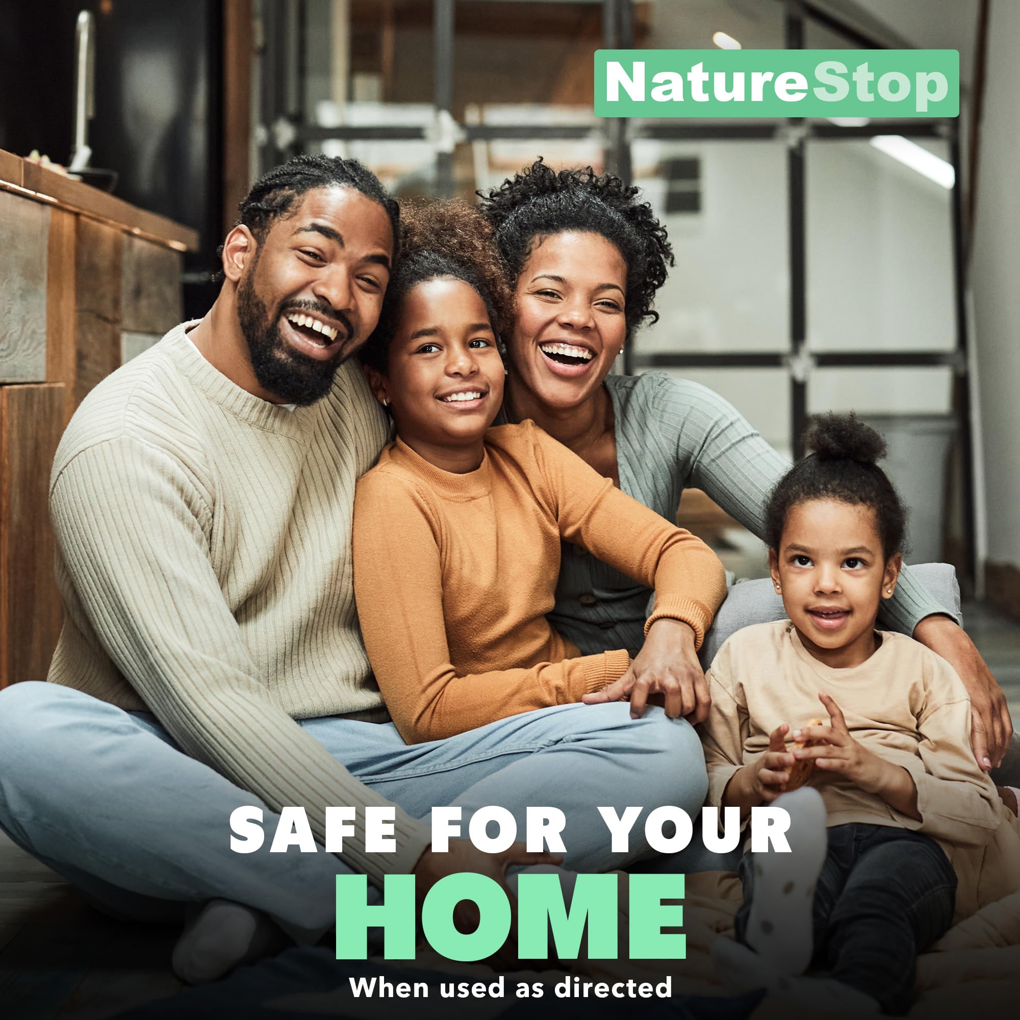 Outdoor use of NatureStop peppermint oil spray near entry points with fresh scent.