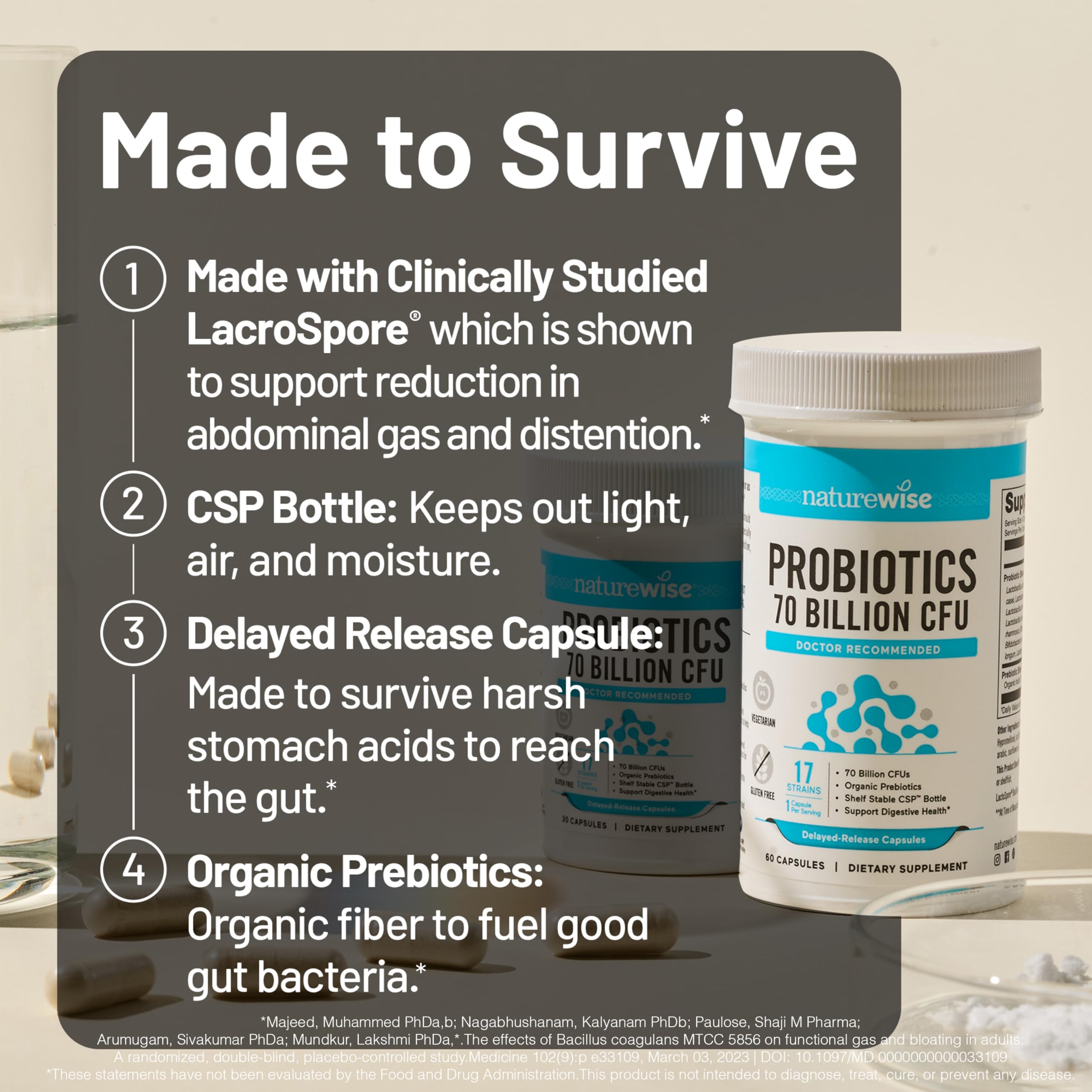 NatureWise CSP bottle on shelf emphasizes shelf-stable freshness and convenience.