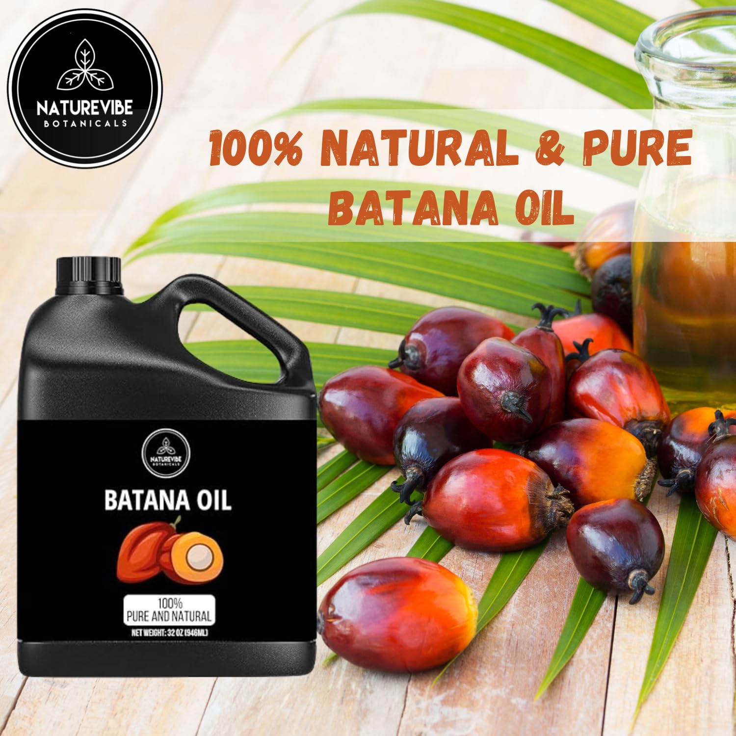 Naturevibe Botanicals Batana Oil jar closeup showing purity and texture.