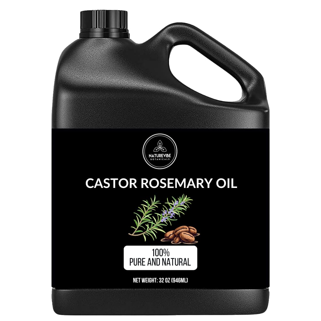 Naturevibe Botanicals Castor Rosemary Oil bottle for skin and hair care