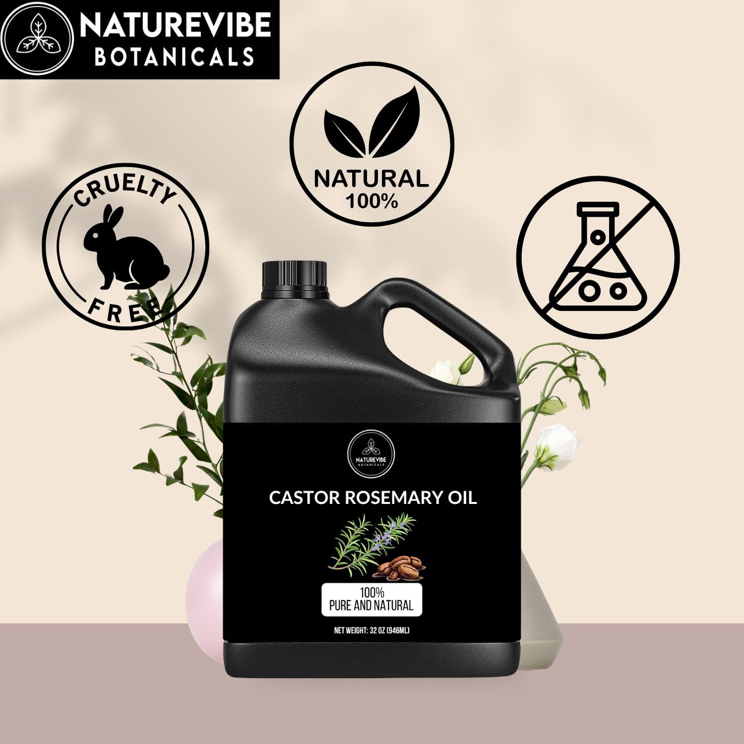 Naturevibe Botanicals castor oil jar close-up showing resealable lid