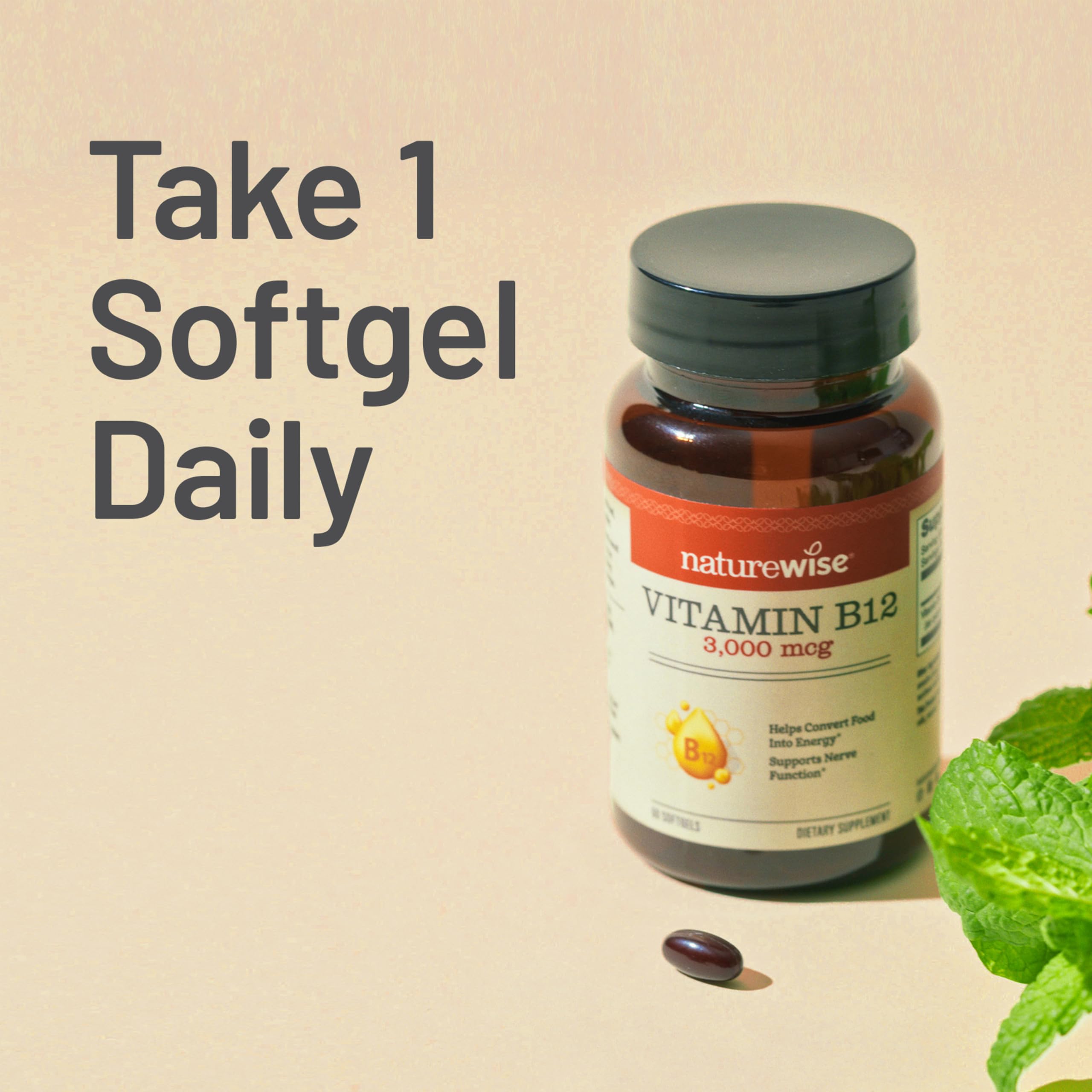 NatureWise B12 softgel bottle on a desk during study or work sessions.