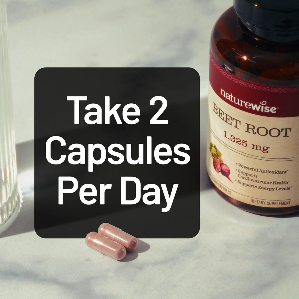 Imagery suggesting heart health and energy with NatureWise Beet Root